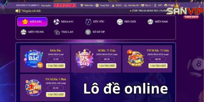 Lô đề SANVIP trải nghiệm cá cược số học hiện đại